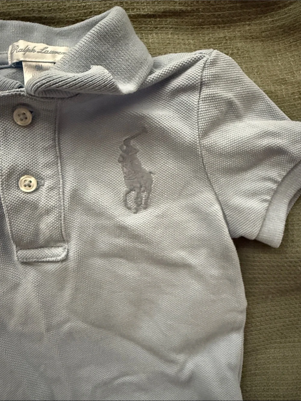 Ralph Lauren Baby Polo Romper in Pale Blue